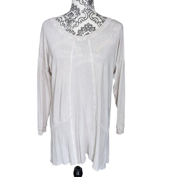 JAC by Jacqueline Conoir Shirt Long Sleeve Mixed Media White Grey Women's Medium - Picture 1 of 9